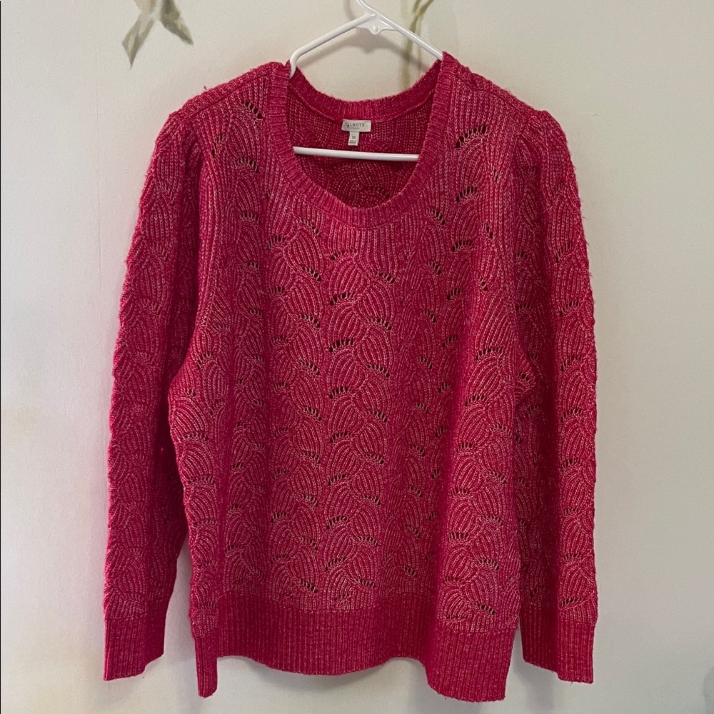 Talbots Plus Size Pink Crewneck Pullover Knit Sweater